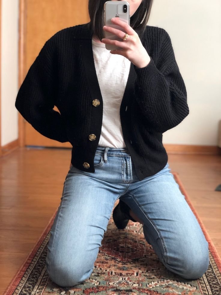 Cárdigan corto negro - conjunto de cárdigan negro para mujer