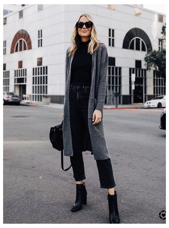 Conjunto de cárdigan negro para mujer