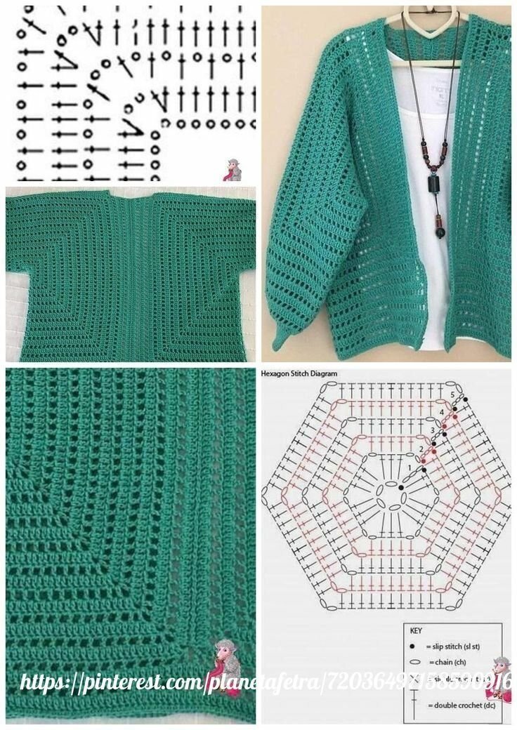 Ideas de tops de crochet para principiantes - Patrón de cárdigan de crochet gratis para mujeres
