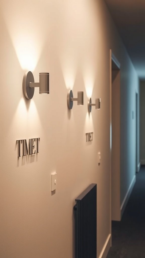Apliques de pared minimalistas en un pasillo moderno.