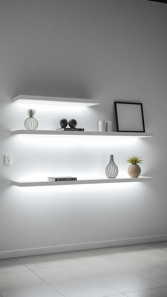 Estanterías iluminadas con luces de tira LED