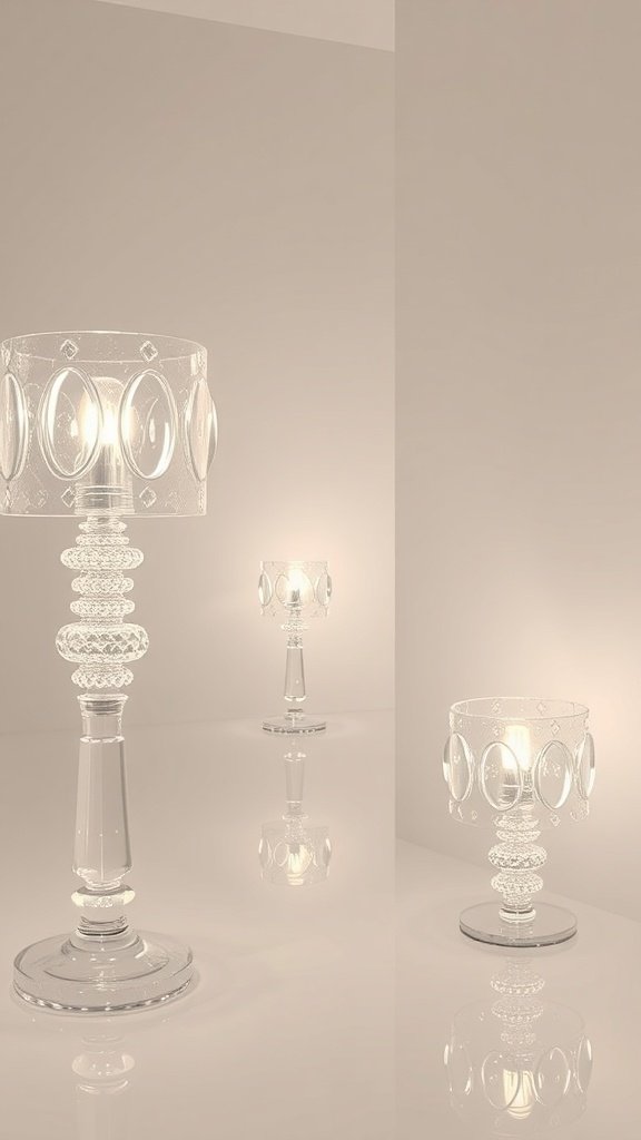 Lámparas de cristal transparentes en un entorno minimalista