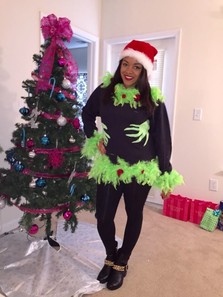 conjunto de suéter navideño