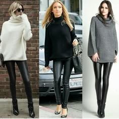 Conjunto de leggings de piel sintética