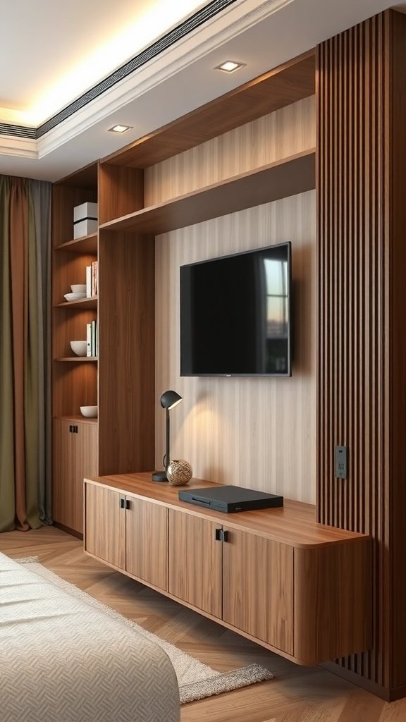 Mueble de TV moderno con escritorio oculto