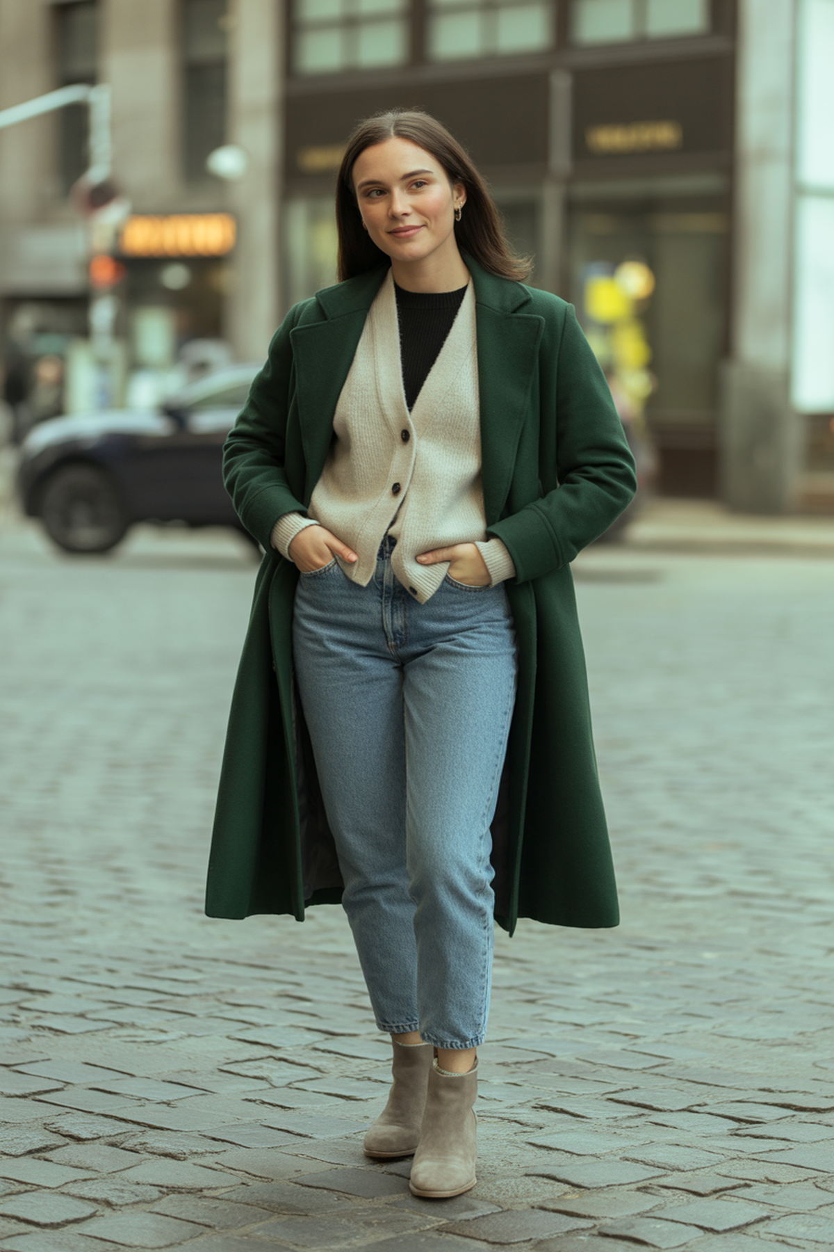 Oversized Cardigan Under A Belted Coat For Shape