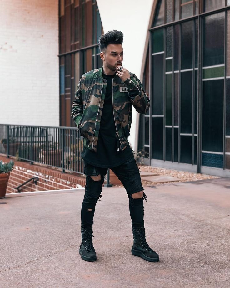 Pin en estilo urbano | street style - outfit con chaqueta de camuflaje