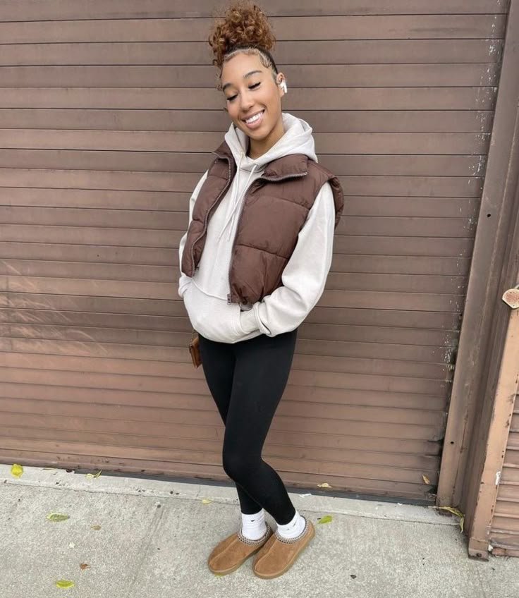 - Conjunto de chaqueta acolchada marrón