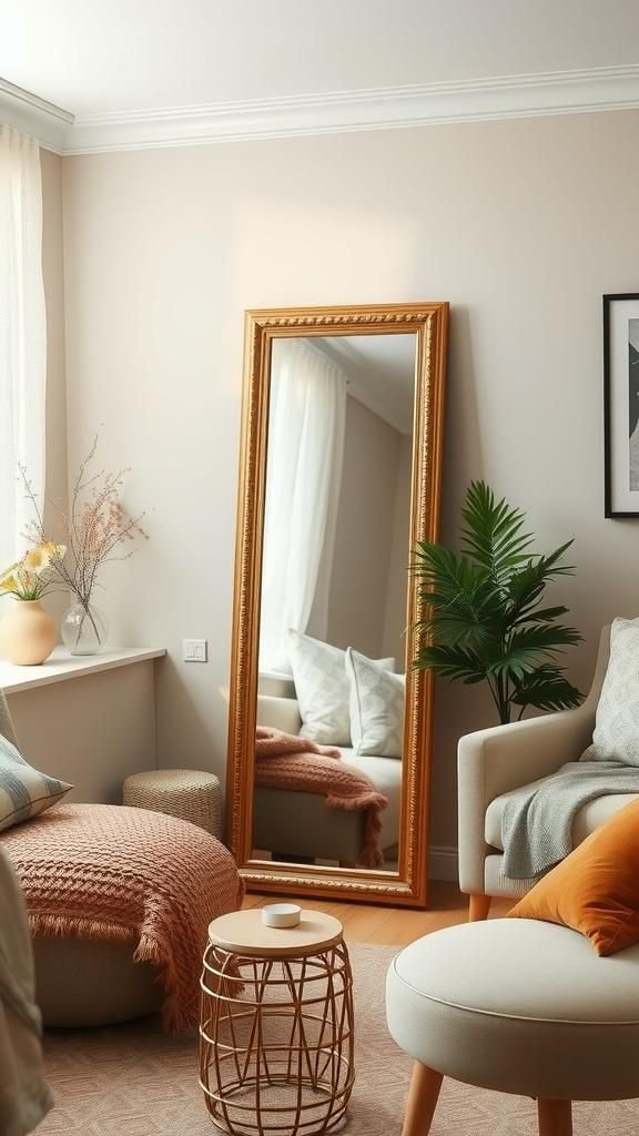 Apoya un Espejo de Piso en la Pared para un Estilo Casual