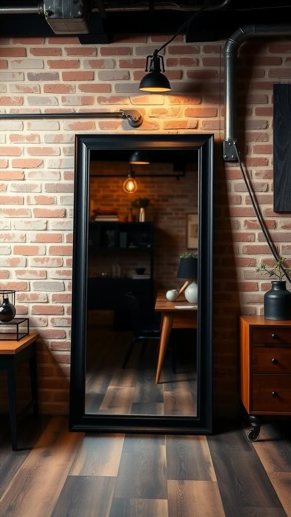 Incorpora Espejos de Piso con Marcos Metálicos para Estilo Industrial