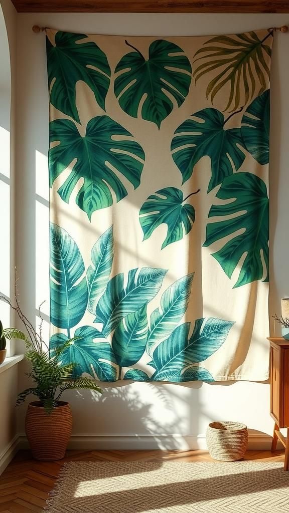 Elige Arte Textil Con Motivos De Hojas Para Las Paredes