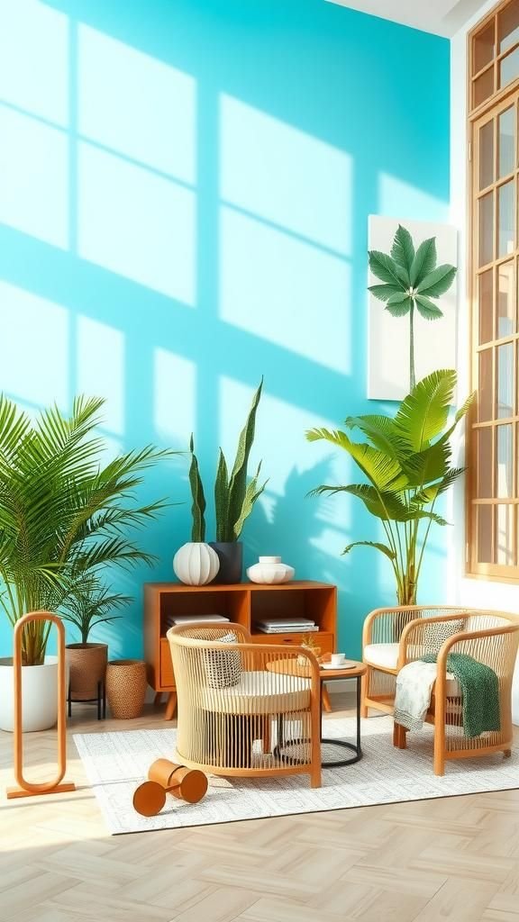 Pinta Paredes En Tonos Verdes Y Azul Turquesa