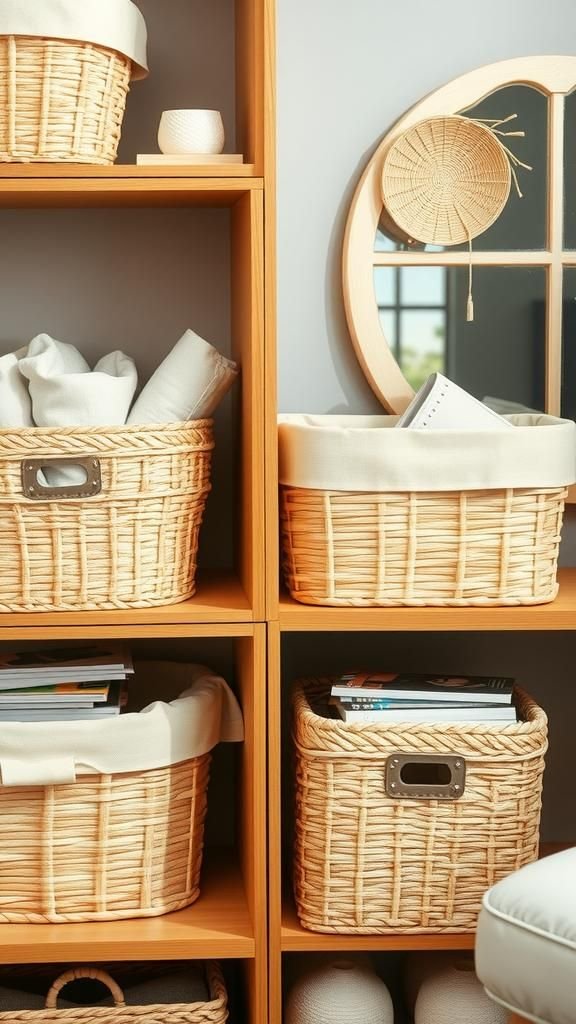 Cestas Forradas De Lino Para Organización Con Estilo