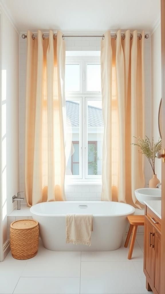 Cortinas De Lino Para Baños Con Estilo Ligero Y Fresco