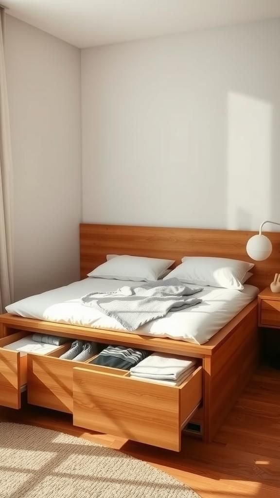 Cama Con Cajones Integrados Para Guardar Ropa