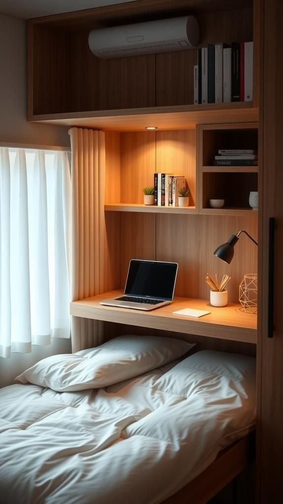 Cama Con Escritorio Incorporado Para Habitaciones Pequeñas