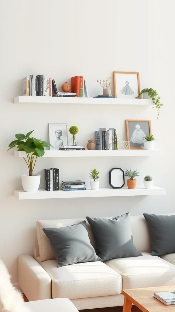 Estante Flotante Con Espacio Para Decoración Y Almacenaje