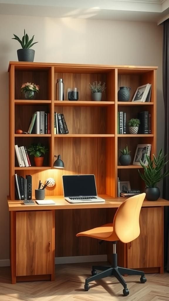 Estantería Con Escritorio Integrado Para Multitarea