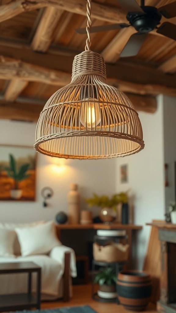 Lámparas de Techo Rústicas con Materiales Naturales