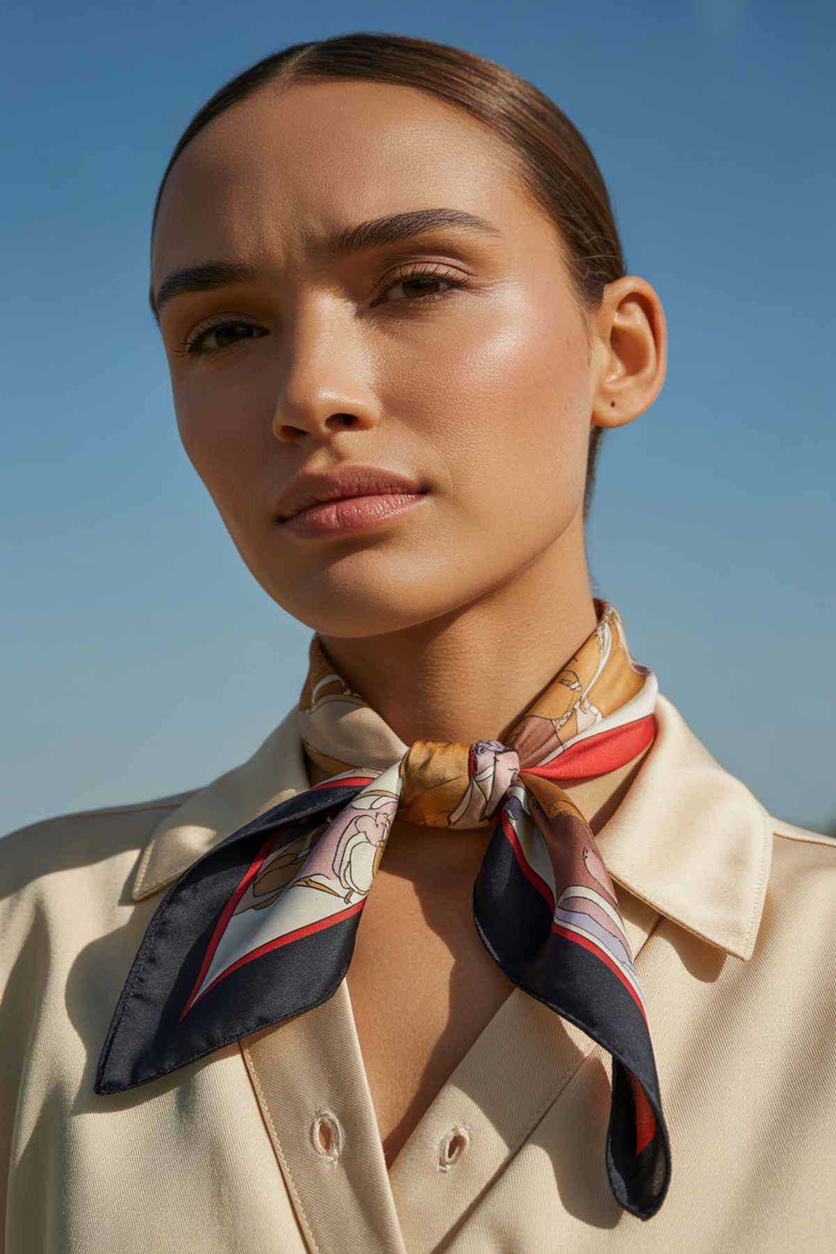 Pañuelo de Seda como Acento Chic para Conjuntos Neutrales