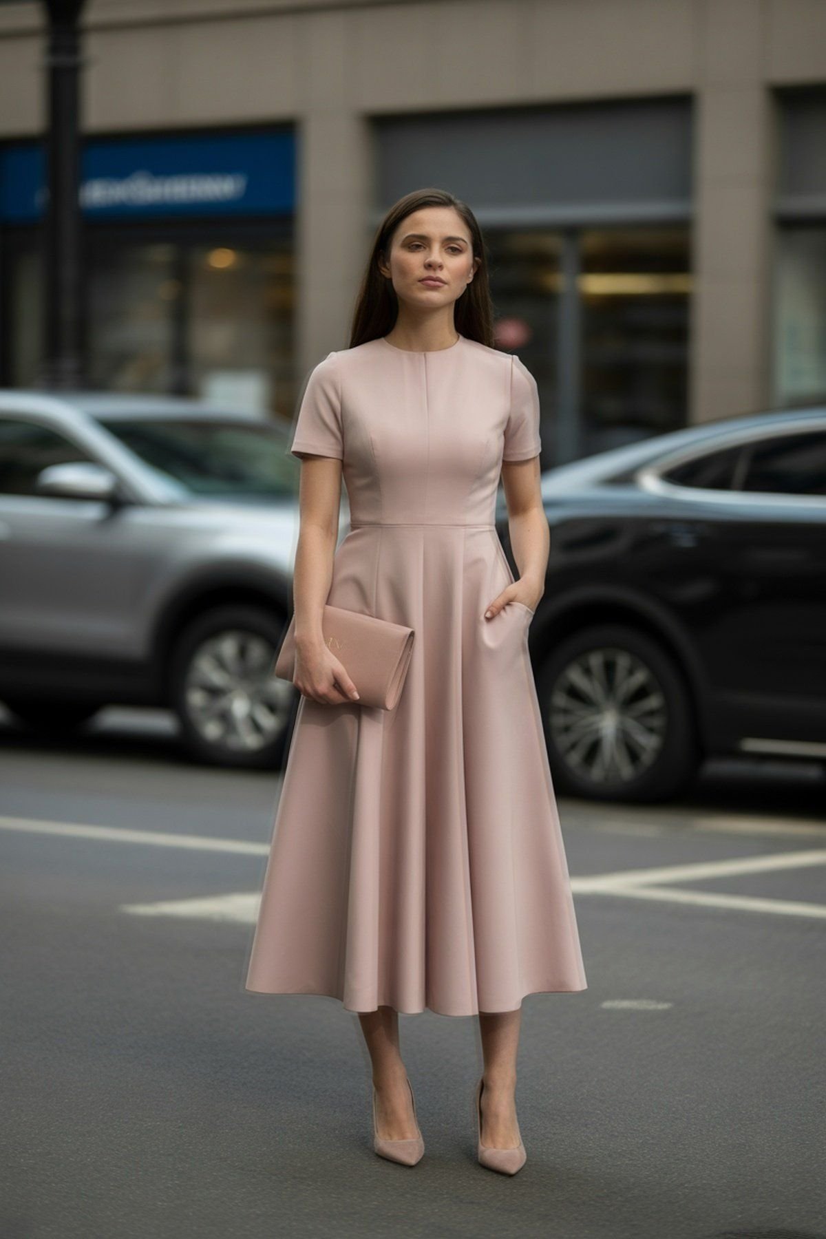 Conjunto monocromático con silueta elegante