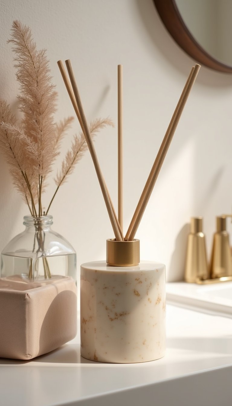 Difusor Aromático Con Base De Mármol Beige