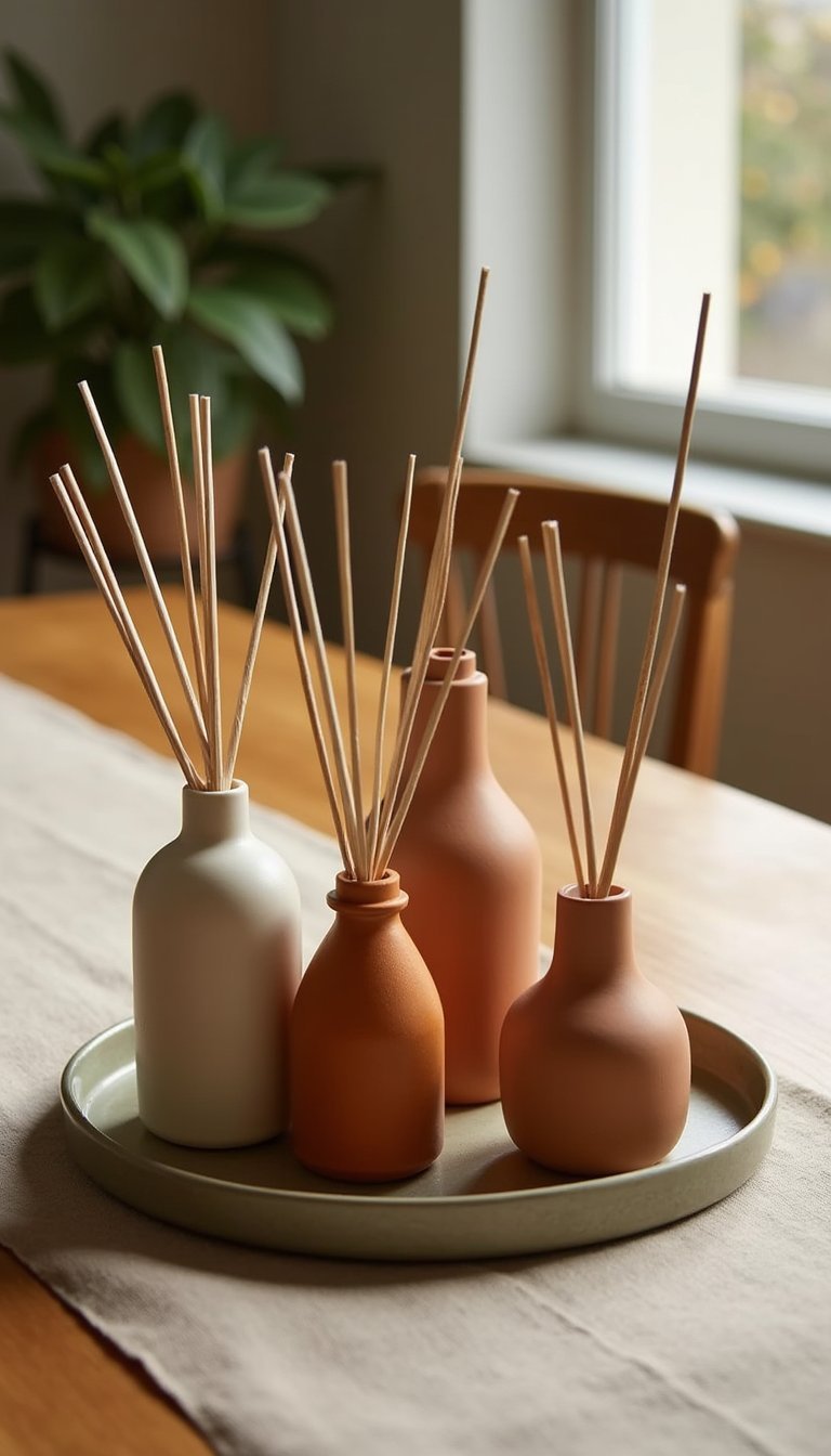 Grupo De Difusores Tonos Tierra En Comedor