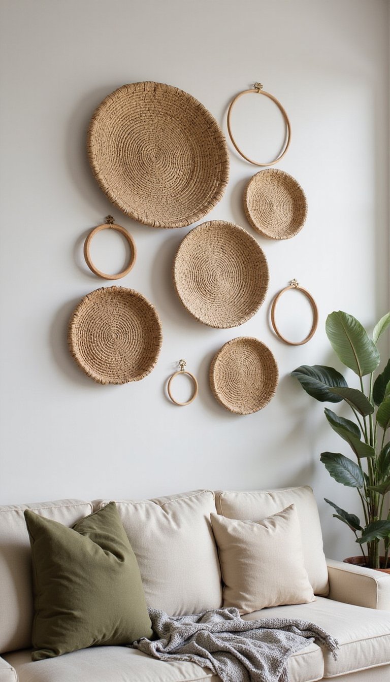 Círculos Superpuestos En Fibra Natural Y Madera