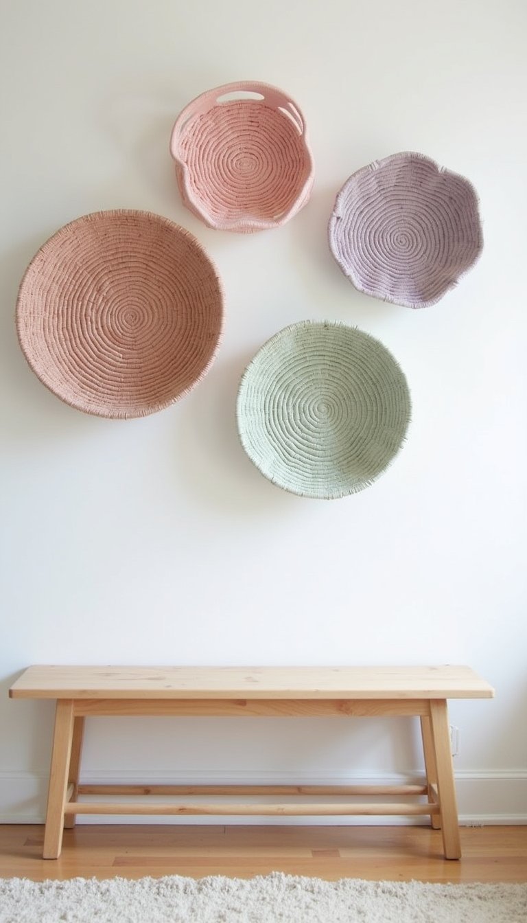 Cestas Teñidas En Degradado Pastel Sobre Pared Clara