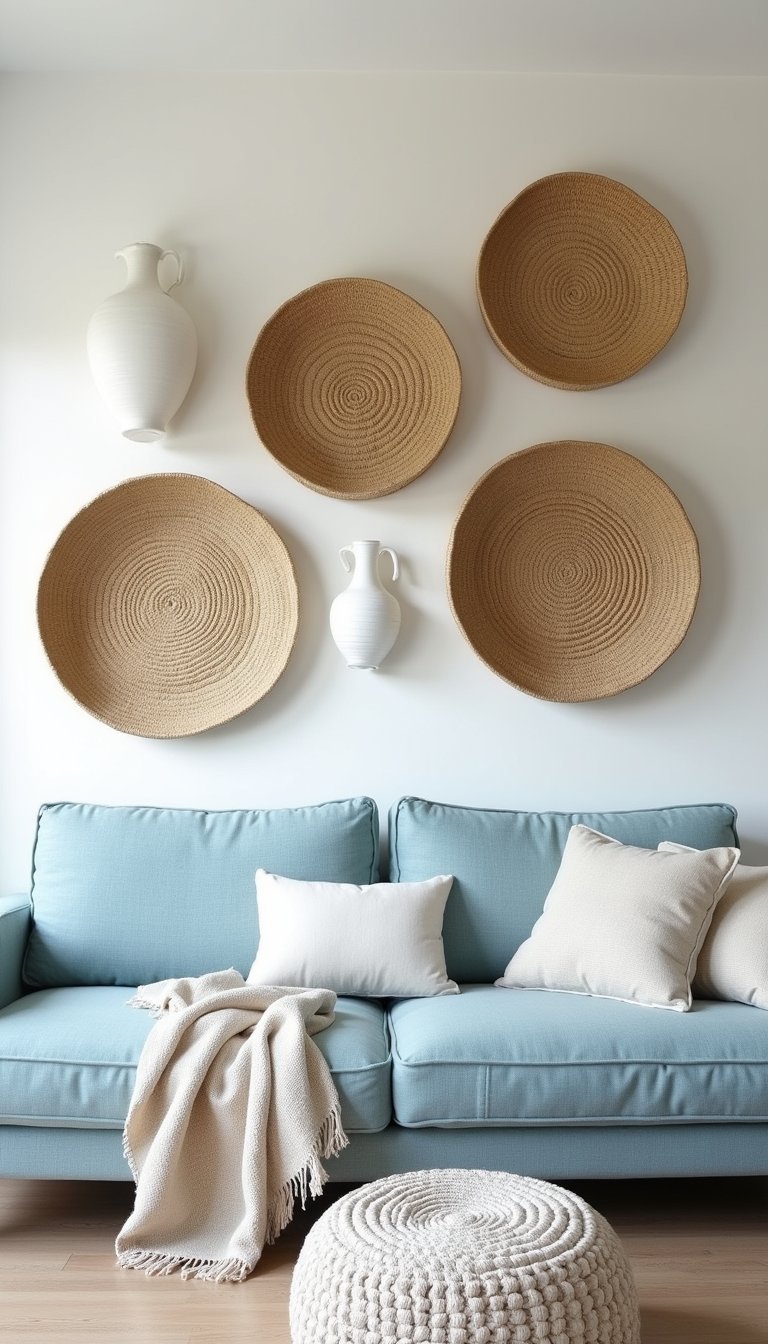 Escena Costera Con Cestas De Seagrass Y Blanco