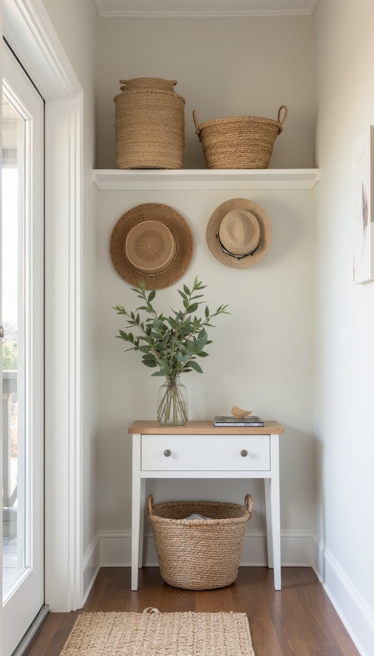 Montaje De Cestas En Entrada Minimalista Y Funcional