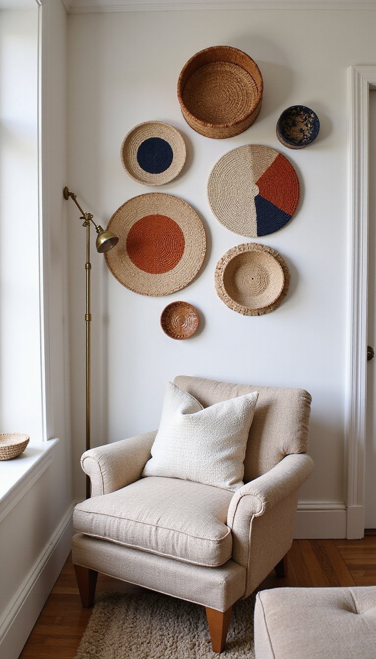 Pared Focal Con Cestas Y Tapices Pequeños Combinados
