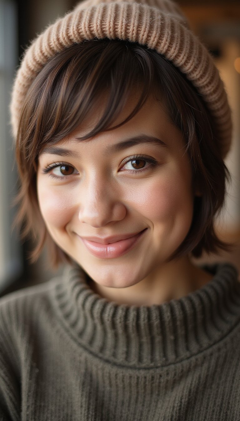 Pixie Cut Styled For Beanie Comfort