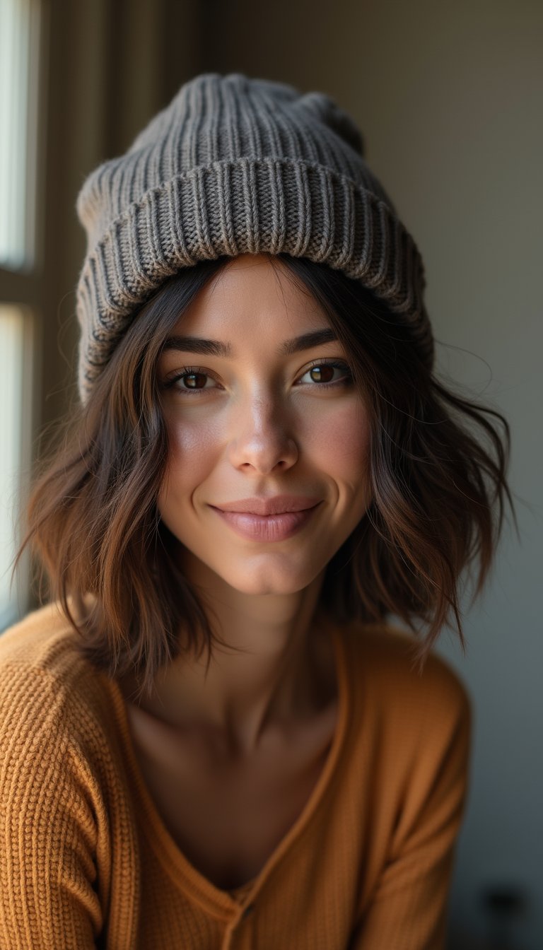 Textured Bob With Beanie-Friendly Edges