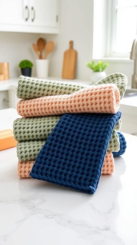 Cotton Dishcloth Trio For Everyday Sparkle