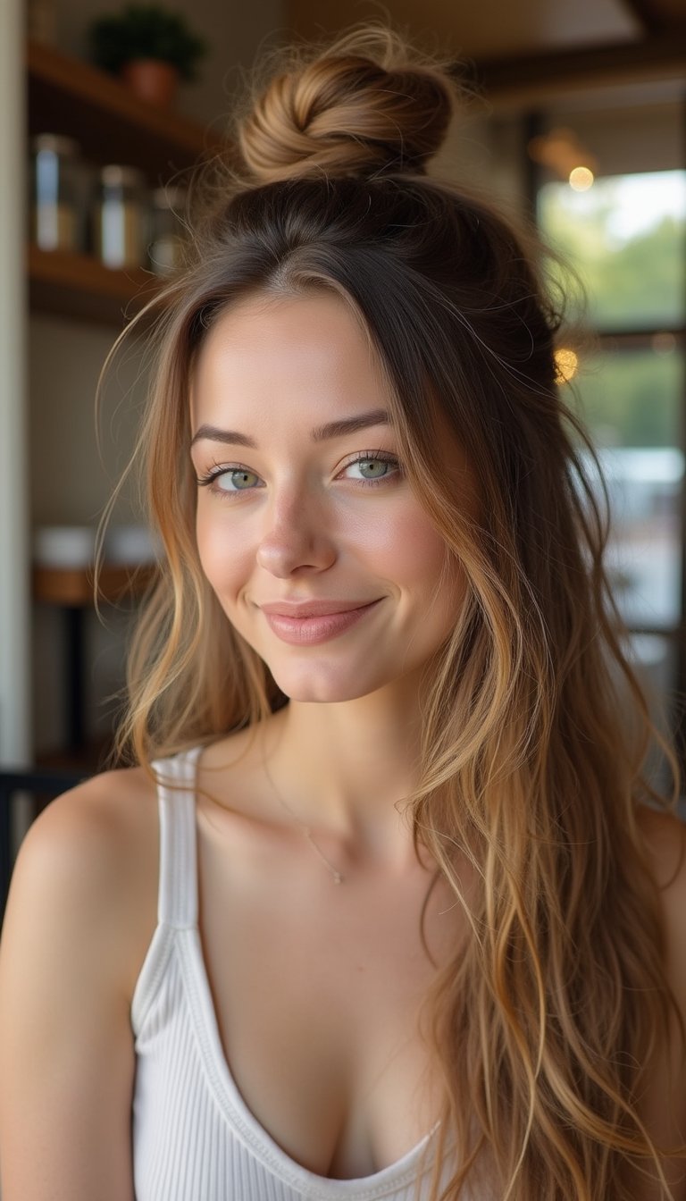 Half-Up Top Knot For Everyday Chic