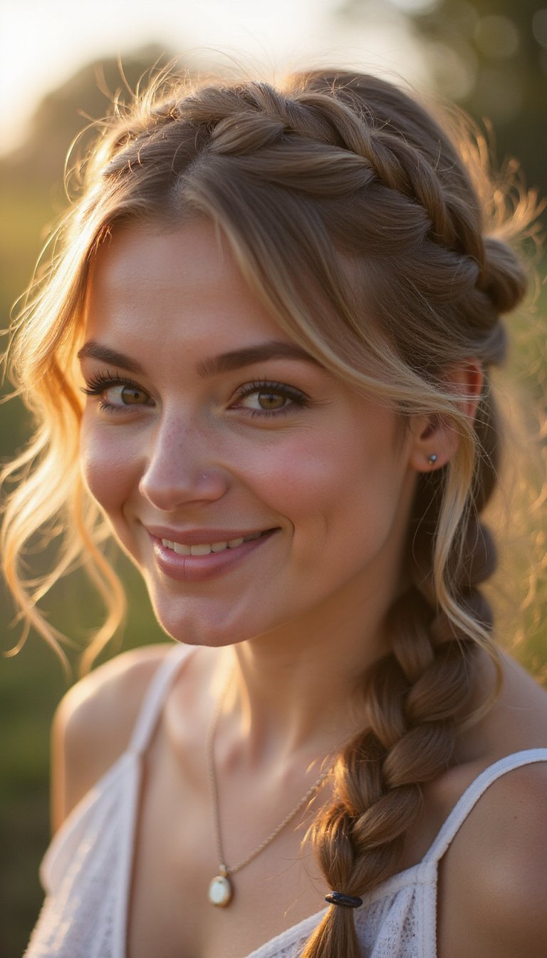 Simple Braided Crown For Romantic Vibes