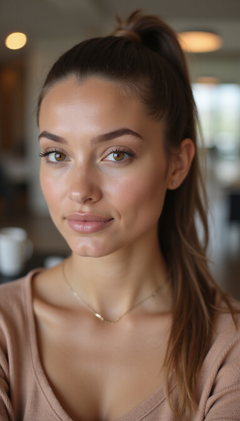 Sleek High Pony Tucked Into A Bun