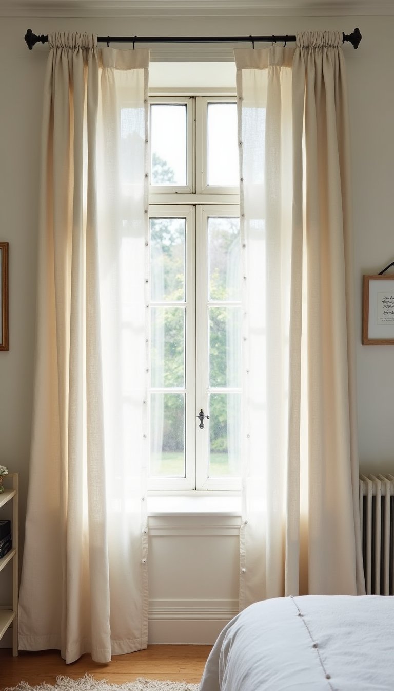 Button Adorned Linen Curtains For Soft Farmhouse Look