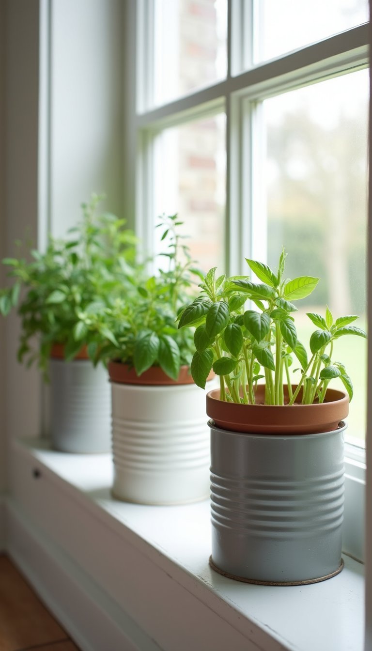 Farmhouse Herb Planters Made From Tin Cans