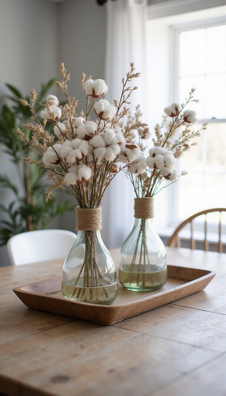 Rope Wrapped Vase Centerpieces For Dining Table