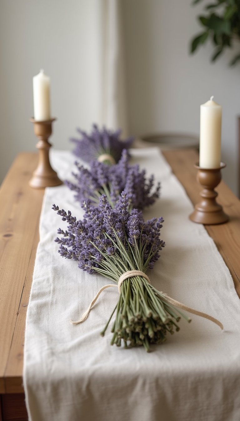 Camino De Mesa Con Lavanda Secada