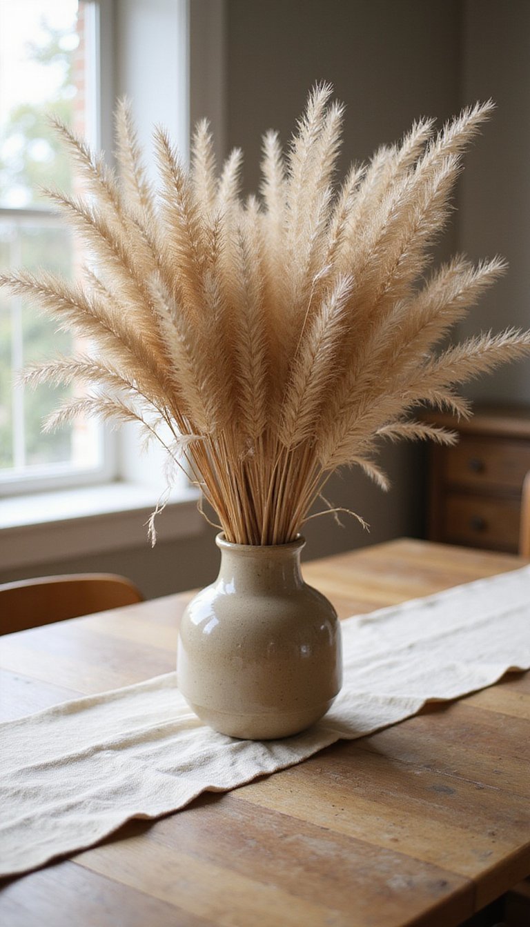 Centro Boho Con Pampas Y Caña Secas