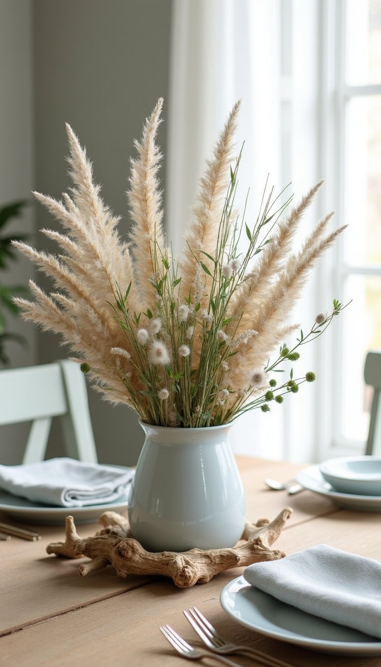 Composición Costera Con Matorral Y Hierbas Secas