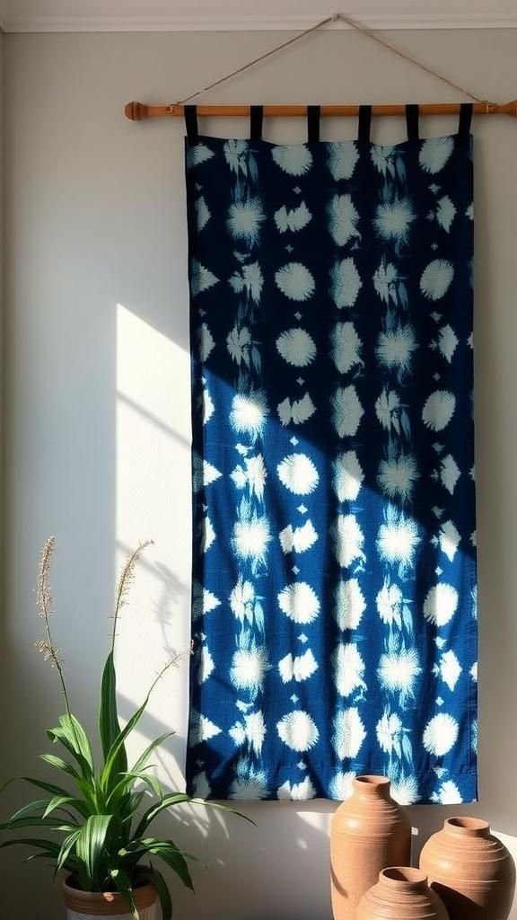 Indigo Shibori Textile Wall Panel