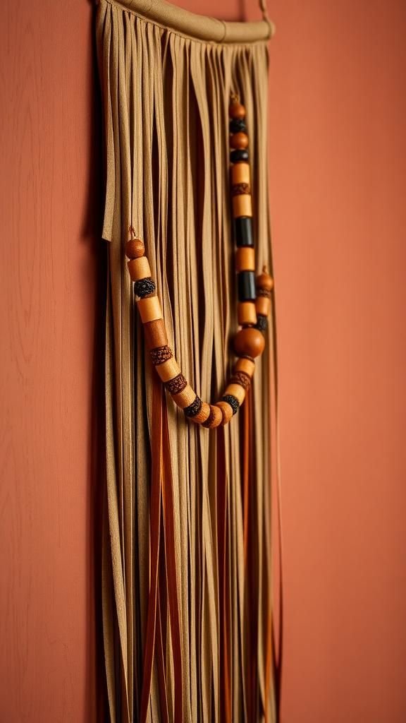 Leather Fringe And Bead Wall Banner