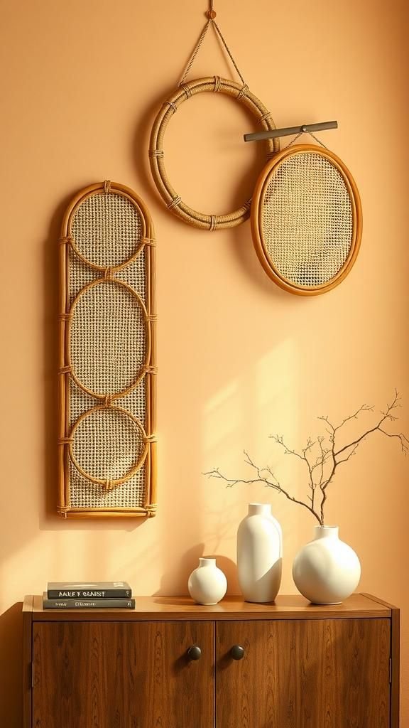 Rattan Ring And Cane Webbing Mosaic