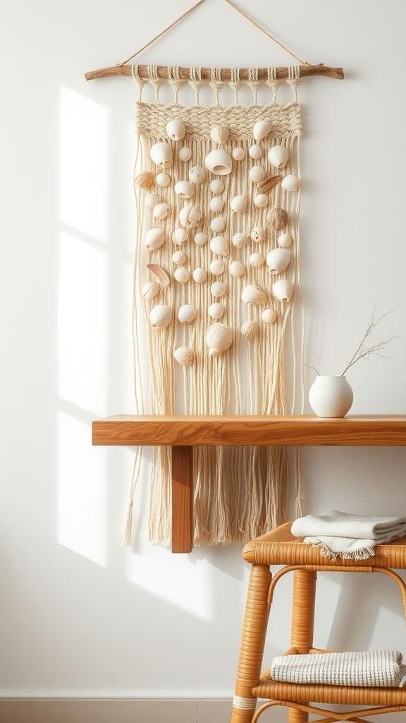 Seashell And Hemp Coastal Boho Hanging