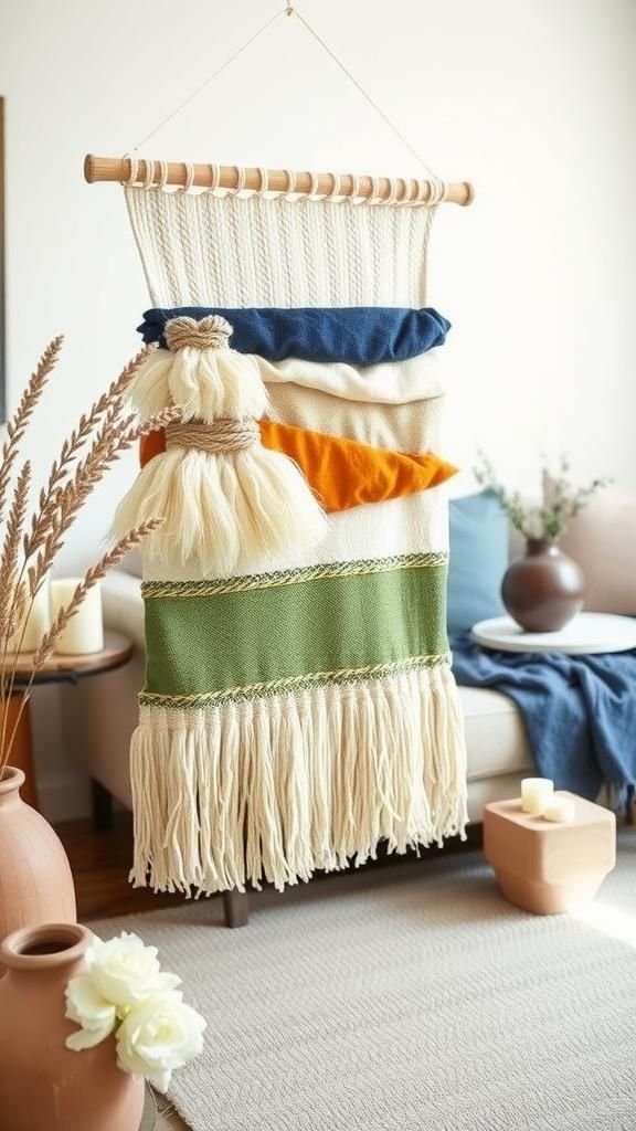Woven Wool And Linen Boho Tapestry