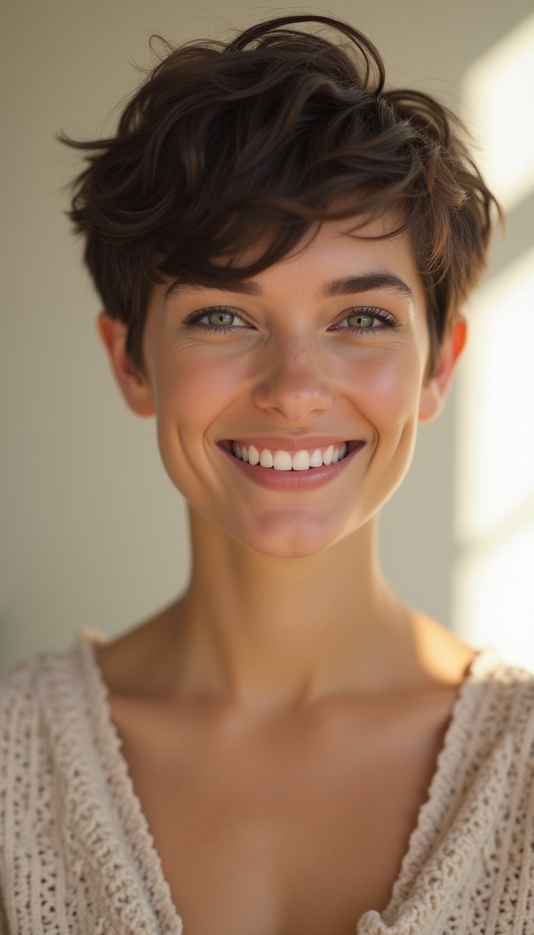 Short Pixie With Tousled Top For Volume